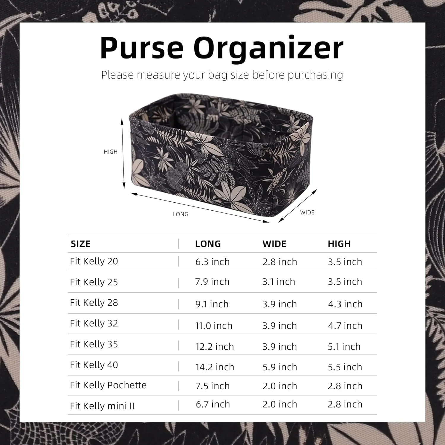 Purse Organizer Insert Fits Kelly mini/25/28/32/35 bags, Lightweight Bag Shaper Liner for Women Luxury Handbag Tote, Soft Inner Bag (KL25, Dark Fragrance)