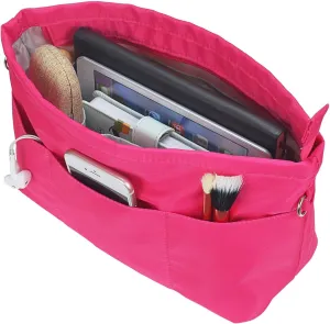 Purse Organizer Insert for Handbags, Nylon Tote Bag Organizer Insert Zipper Bag for Women Rose Small