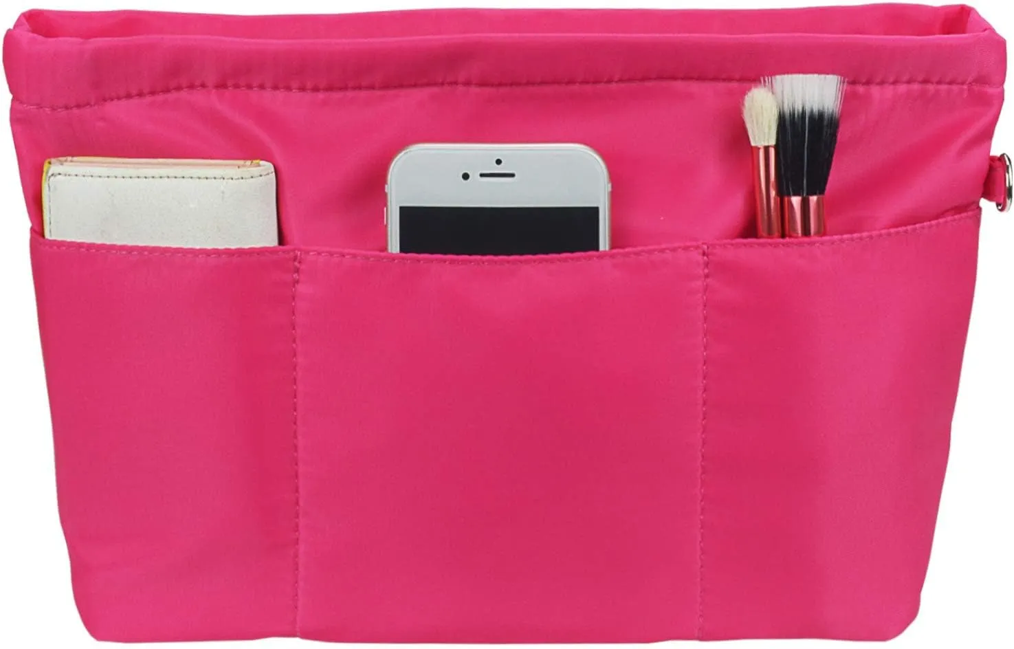 Purse Organizer Insert for Handbags, Nylon Tote Bag Organizer Insert Zipper Bag for Women Rose Small