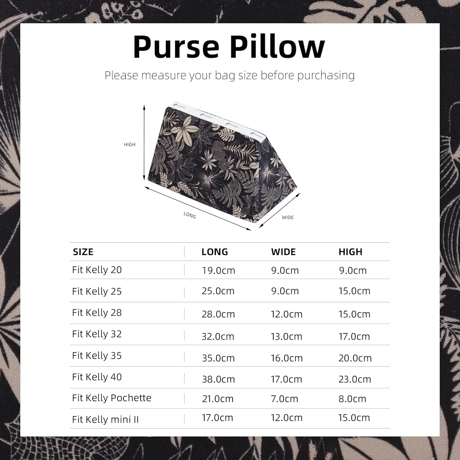 Purse Pillow Shaper Insert, Tote Handbag Shapers, Memory Foam, for Kelly mini/25/28/32/35 bags (Kelly mini2,Dark Fragrance)