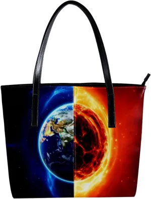 Purses for Women,Tote Bag Aesthetic,Women's Tote Handbags,3D Yin Yang Gossip Sun Earth