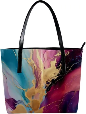 Purses for Women,Tote Bag Aesthetic,Women's Tote Handbags,Abstract Colorful Background Marble