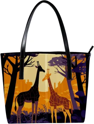 Purses for Women,Tote Bag Aesthetic,Women's Tote Handbags,African Giraffe Grassland