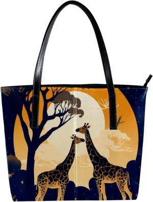 Purses for Women,Tote Bag Aesthetic,Women's Tote Handbags,African Giraffe Grassland