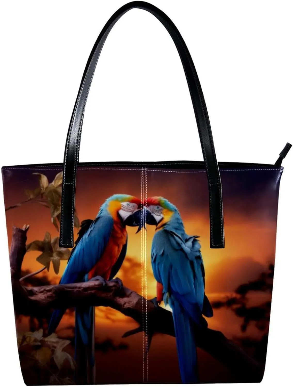 Purses for Women,Tote Bag Aesthetic,Women's Tote Handbags,African Grassland Sunset Parrot