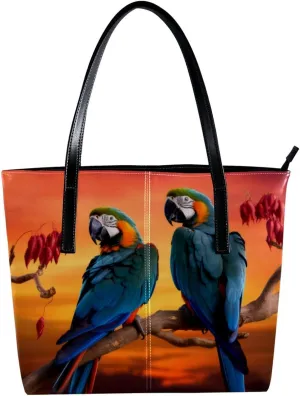 Purses for Women,Tote Bag Aesthetic,Women's Tote Handbags,African Grassland Sunset Parrot