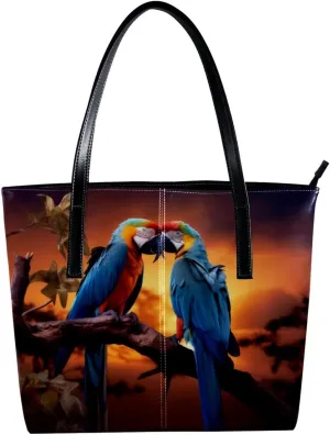 Purses for Women,Tote Bag Aesthetic,Women's Tote Handbags,African Grassland Sunset Parrot
