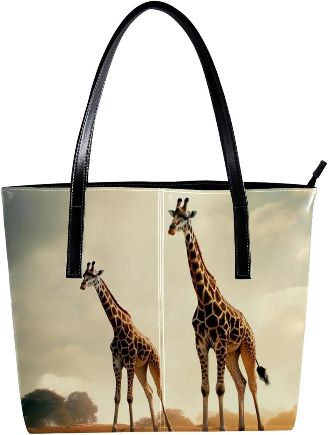Purses for Women,Tote Bag Aesthetic,Women's Tote Handbags,African Grassland Two Giraffes