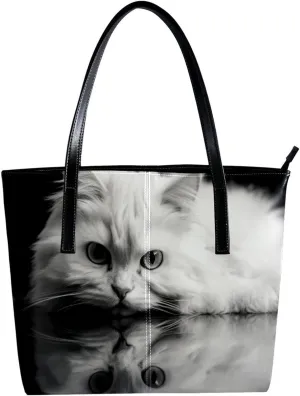 Purses for Women,Tote Bag Aesthetic,Women's Tote Handbags,Angry Cat
