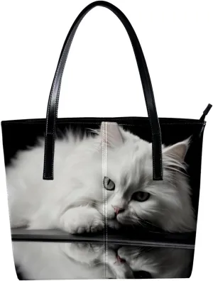 Purses for Women,Tote Bag Aesthetic,Women's Tote Handbags,Angry Cat
