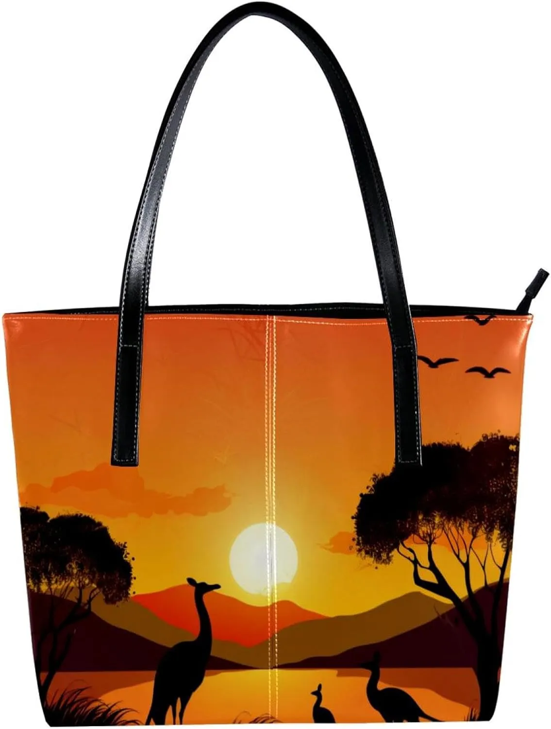 Purses for Women,Tote Bag Aesthetic,Women's Tote Handbags,Australia Sunset Kangaroo Ostrich