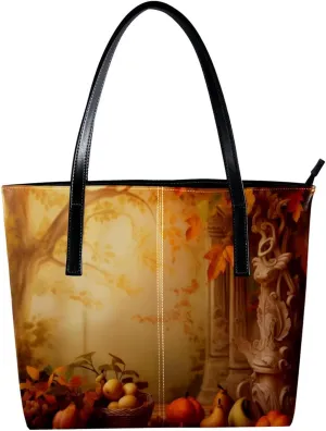 Purses for Women,Tote Bag Aesthetic,Women's Tote Handbags,Autumn Forest Harvest Fruit