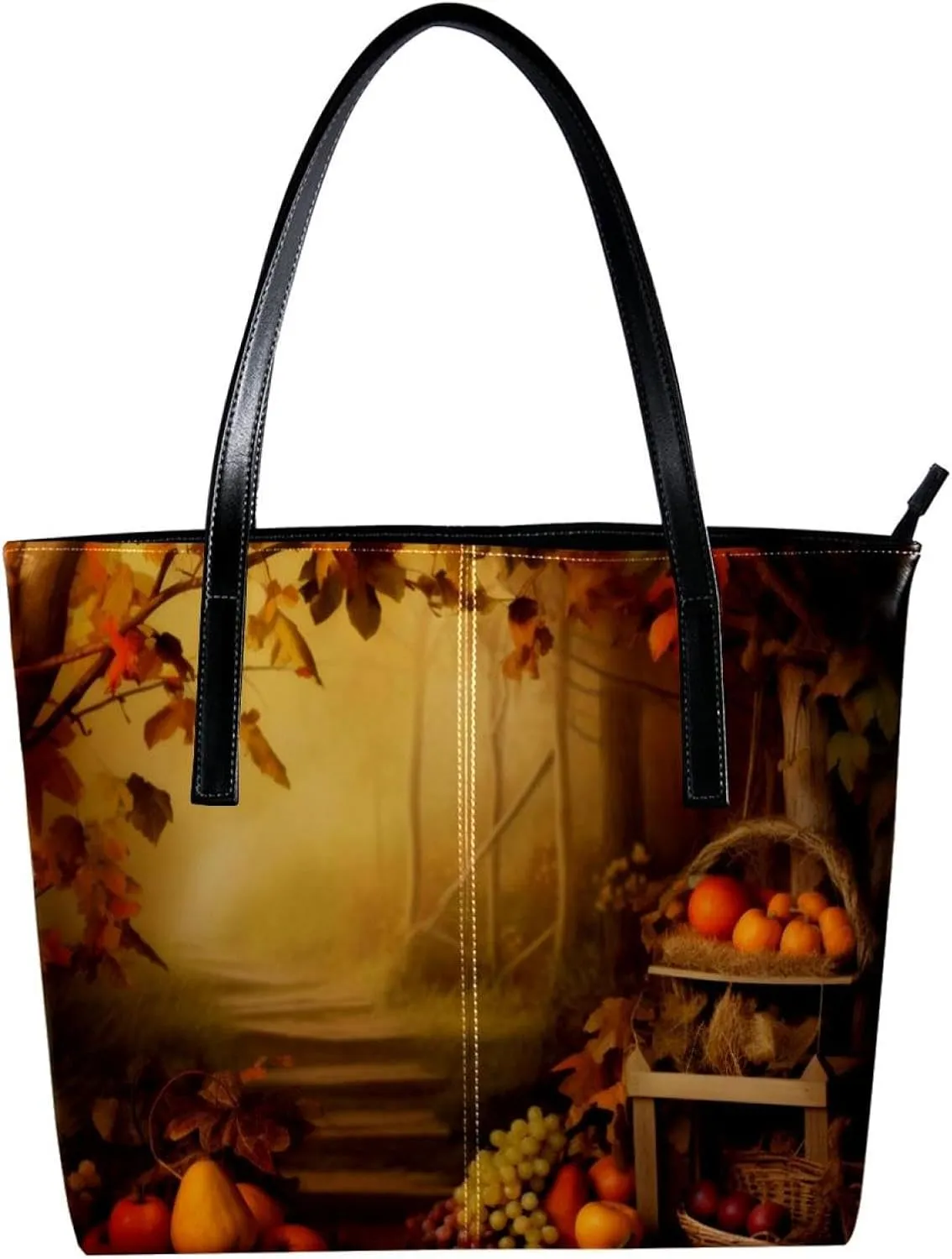 Purses for Women,Tote Bag Aesthetic,Women's Tote Handbags,Autumn Forest Harvest Fruit
