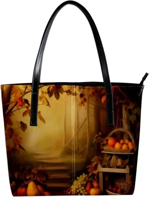 Purses for Women,Tote Bag Aesthetic,Women's Tote Handbags,Autumn Forest Harvest Fruit