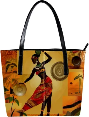 Purses for Women,Tote Bag Aesthetic,Women's Tote Handbags,Autumn Harvest African Girl