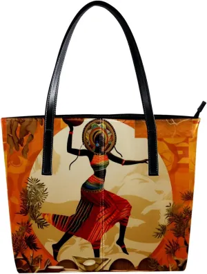 Purses for Women,Tote Bag Aesthetic,Women's Tote Handbags,Autumn Harvest African Girl