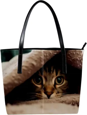 Purses for Women,Tote Bag Aesthetic,Women's Tote Handbags,Bed Cute Cat