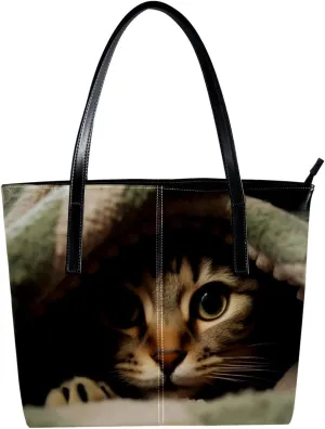 Purses for Women,Tote Bag Aesthetic,Women's Tote Handbags,Bed Cute Cat