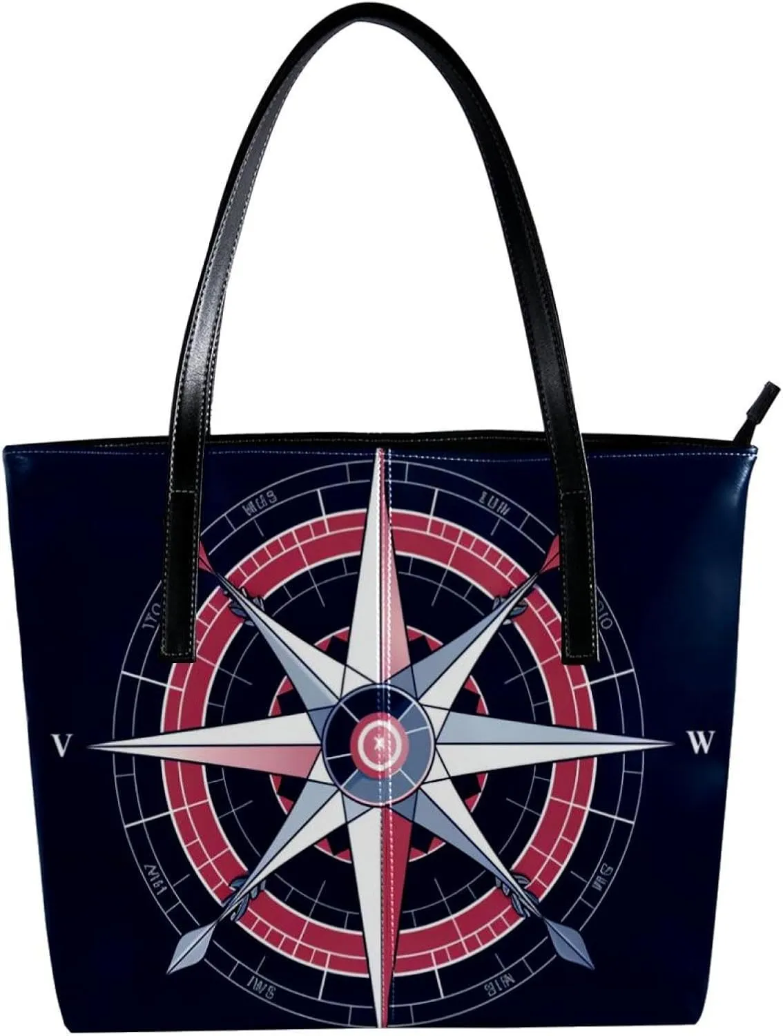 Purses for Women,Tote Bag Aesthetic,Women's Tote Handbags,Blue Back Sea Compass