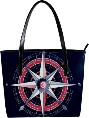 Purses for Women,Tote Bag Aesthetic,Women's Tote Handbags,Blue Back Sea Compass