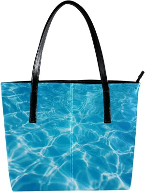 Purses for Women,Tote Bag Aesthetic,Women's Tote Handbags,Blue Sea Water Pool