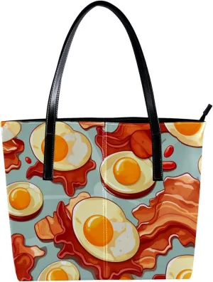Purses for Women,Tote Bag Aesthetic,Women's Tote Handbags,Breakfast Bacon and Eggs