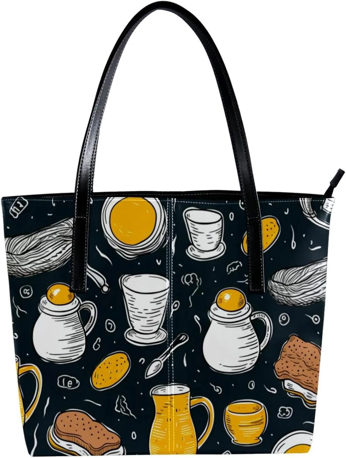 Purses for Women,Tote Bag Aesthetic,Women's Tote Handbags,Breakfast Coffee Fried Egg