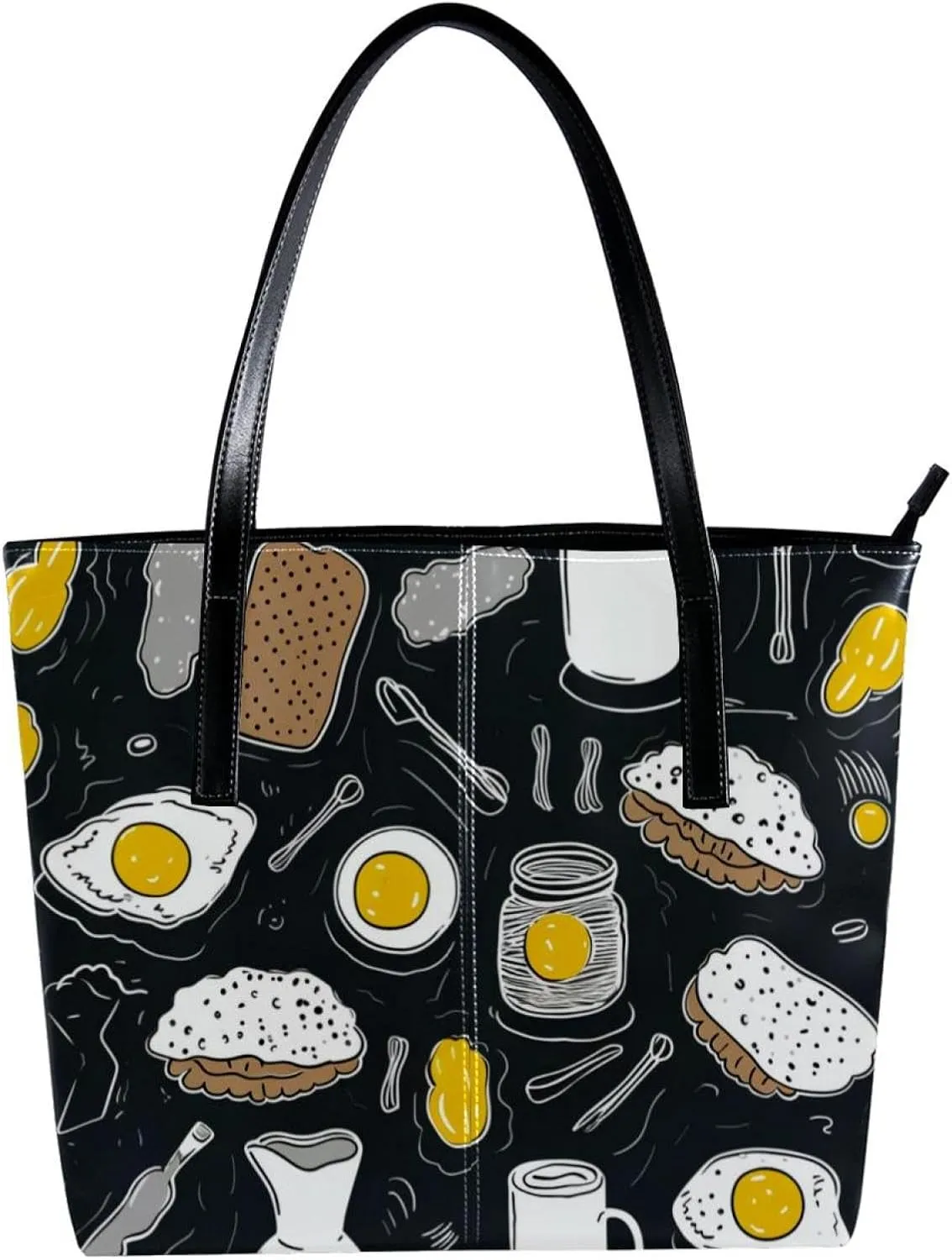 Purses for Women,Tote Bag Aesthetic,Women's Tote Handbags,Breakfast Coffee Fried Egg