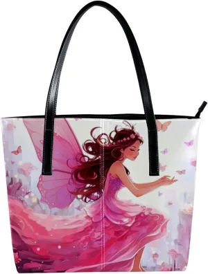 Purses for Women,Tote Bag Aesthetic,Women's Tote Handbags,Butterfly Elf Jungle Girl