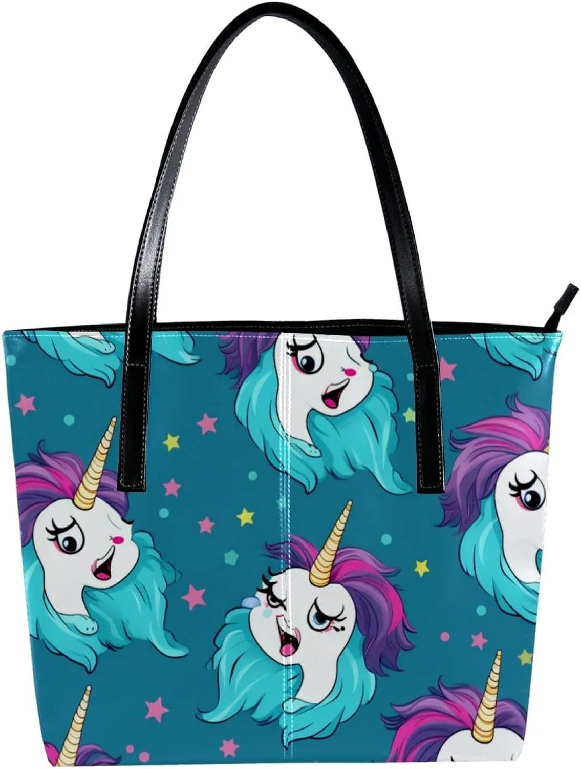 Purses for Women,Tote Bag Aesthetic,Women's Tote Handbags,Cartoon Cute Unicorns Rainbow