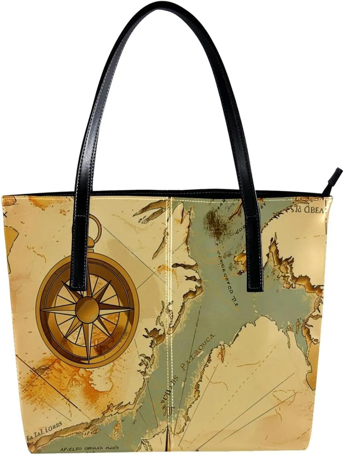 Purses for Women,Tote Bag Aesthetic,Women's Tote Handbags,Compass and Nautical Map