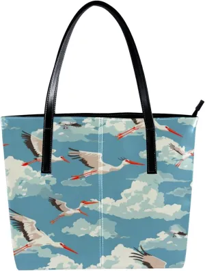 Purses for Women,Tote Bag Aesthetic,Women's Tote Handbags,Crane and Cloud