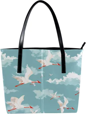 Purses for Women,Tote Bag Aesthetic,Women's Tote Handbags,Crane and Cloud