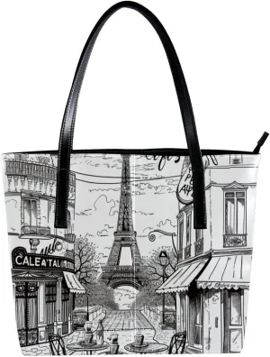 Purses for Women,Tote Bag Aesthetic,Women's Tote Handbags,Eiffel Tower Vintage Newspaper