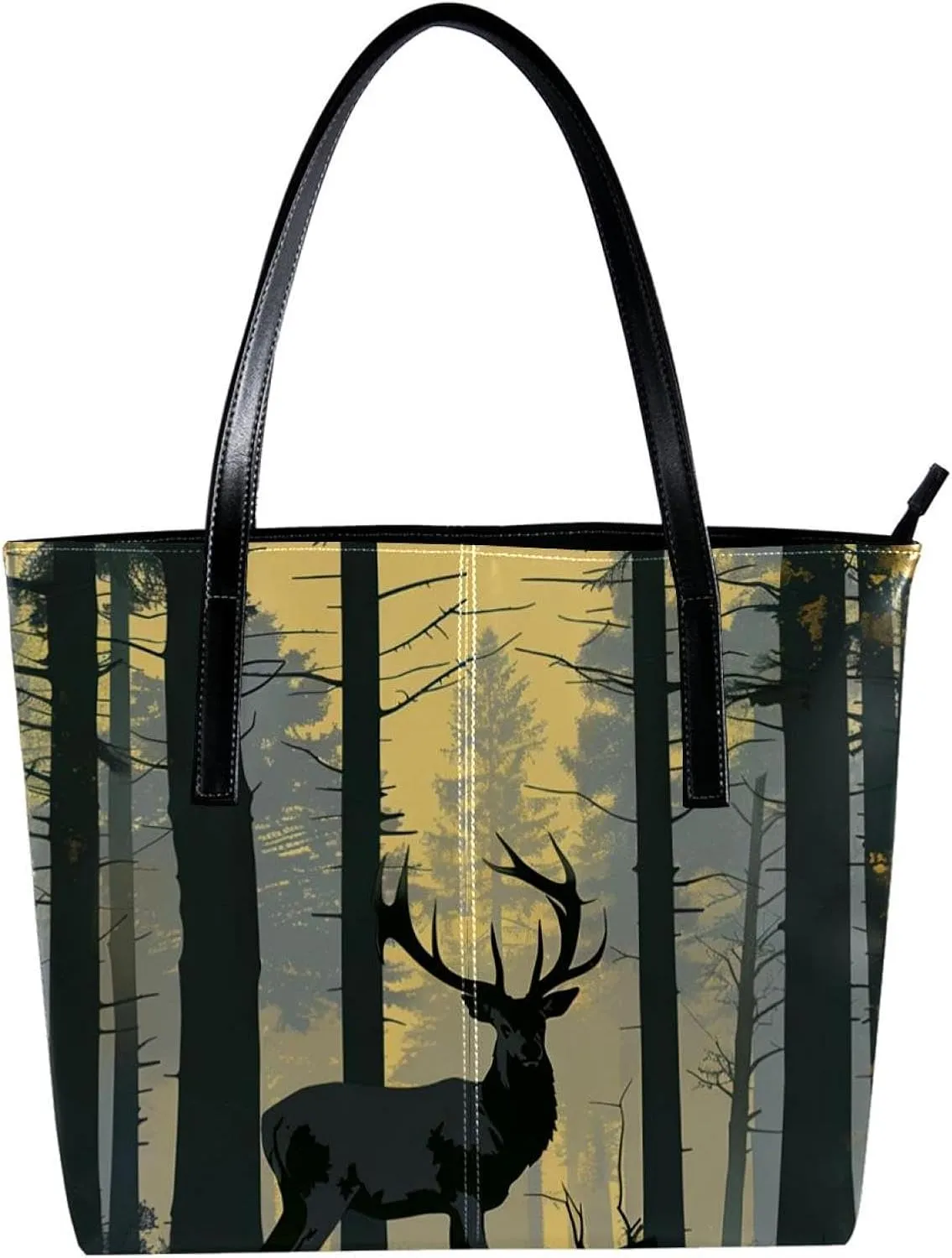 Purses for Women,Tote Bag Aesthetic,Women's Tote Handbags,Forest Deer Elk Reindeer