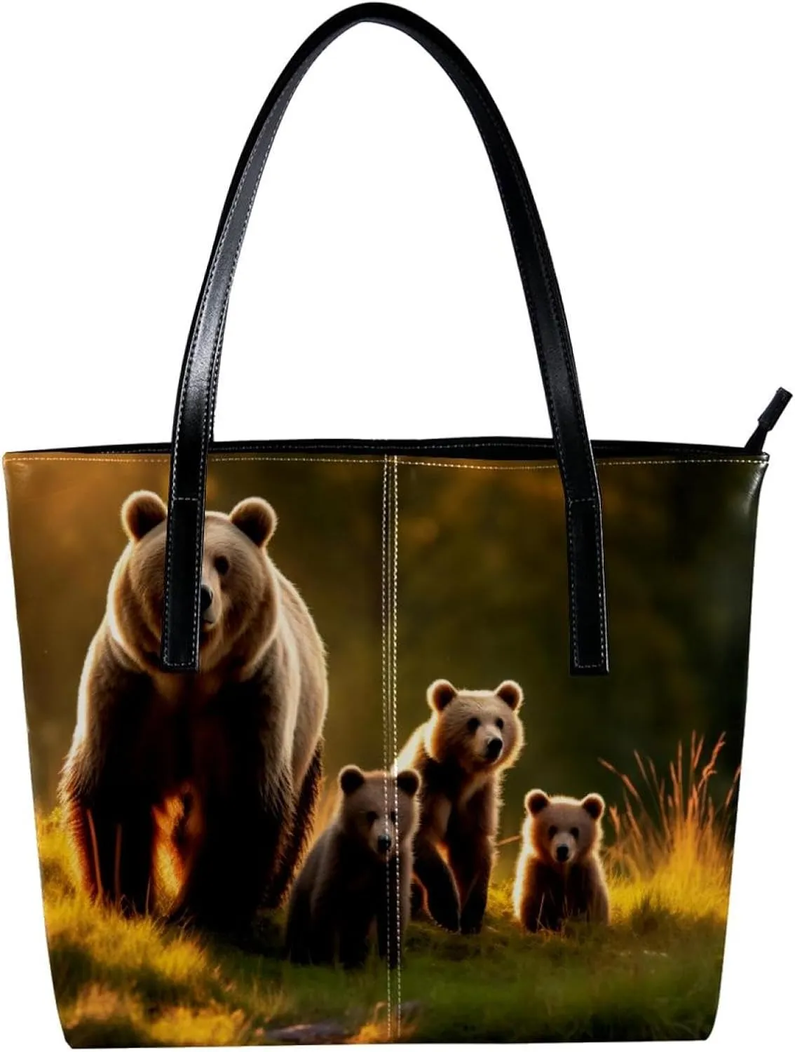 Purses for Women,Tote Bag Aesthetic,Women's Tote Handbags,Jungle Animal Bear Pattern