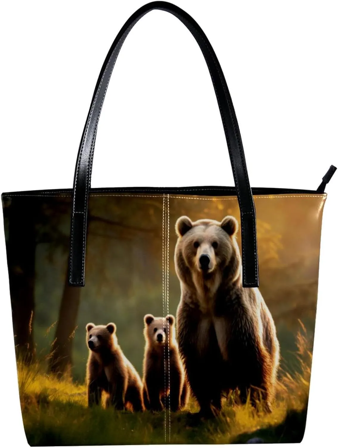 Purses for Women,Tote Bag Aesthetic,Women's Tote Handbags,Jungle Animal Bear Pattern