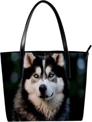 Purses for Women,Tote Bag Aesthetic,Women's Tote Handbags,Jungle Black Animal Dog Pattern