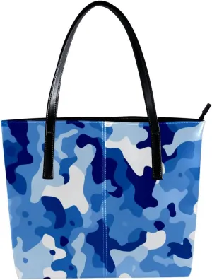 Purses for Women,Tote Bag Aesthetic,Women's Tote Handbags,Sea Blue Camouflage