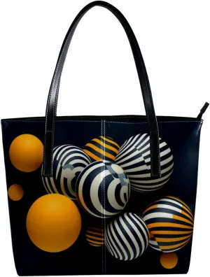 Purses for Women,Tote Bag Aesthetic,Women's Tote Handbags,Spheres Stripe Vector Art Pattern
