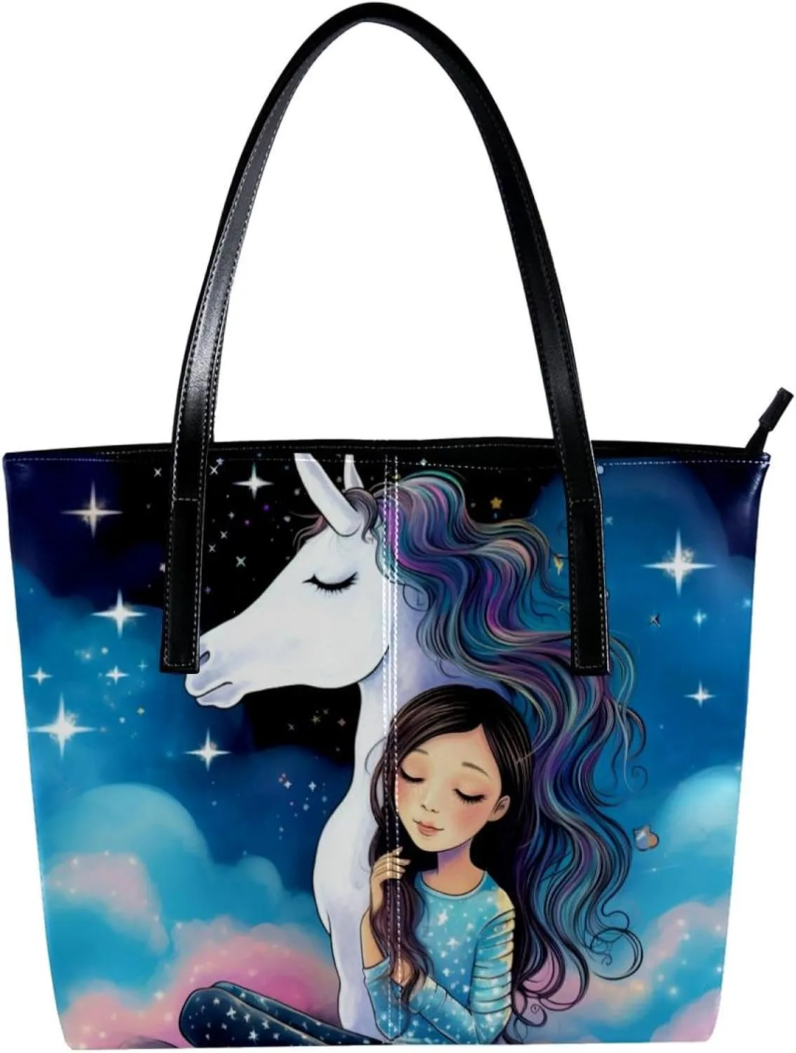 Purses for Women,Tote Bag Aesthetic,Women's Tote Handbags,Unicorn and Girl