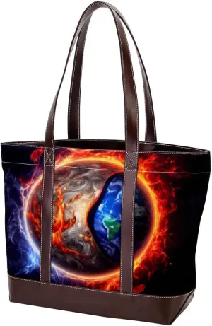 Purses for Women,Tote Bag for Women,Handbags for Women,3D Yin Yang Gossip Sun Earth