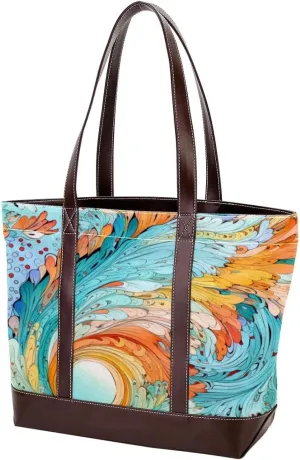 Purses for Women,Tote Bag for Women,Handbags for Women,Abstract Texture Watercolor Leaves