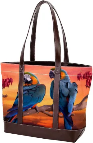 Purses for Women,Tote Bag for Women,Handbags for Women,African Grassland Sunset Parrot