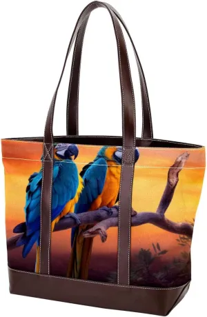 Purses for Women,Tote Bag for Women,Handbags for Women,African Grassland Sunset Parrot