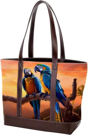 Purses for Women,Tote Bag for Women,Handbags for Women,African Grassland Sunset Parrot