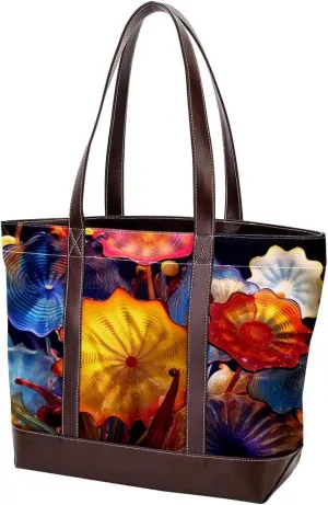Purses for Women,Tote Bag for Women,Handbags for Women,Art Style Flower Colorful