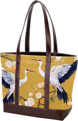 Purses for Women,Tote Bag for Women,Handbags for Women,Bird and Flower Crane