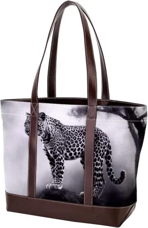 Purses for Women,Tote Bag for Women,Handbags for Women,Black Gray Fog Leopard