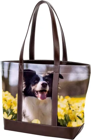 Purses for Women,Tote Bag for Women,Handbags for Women,Border Collie Dog Outdoors